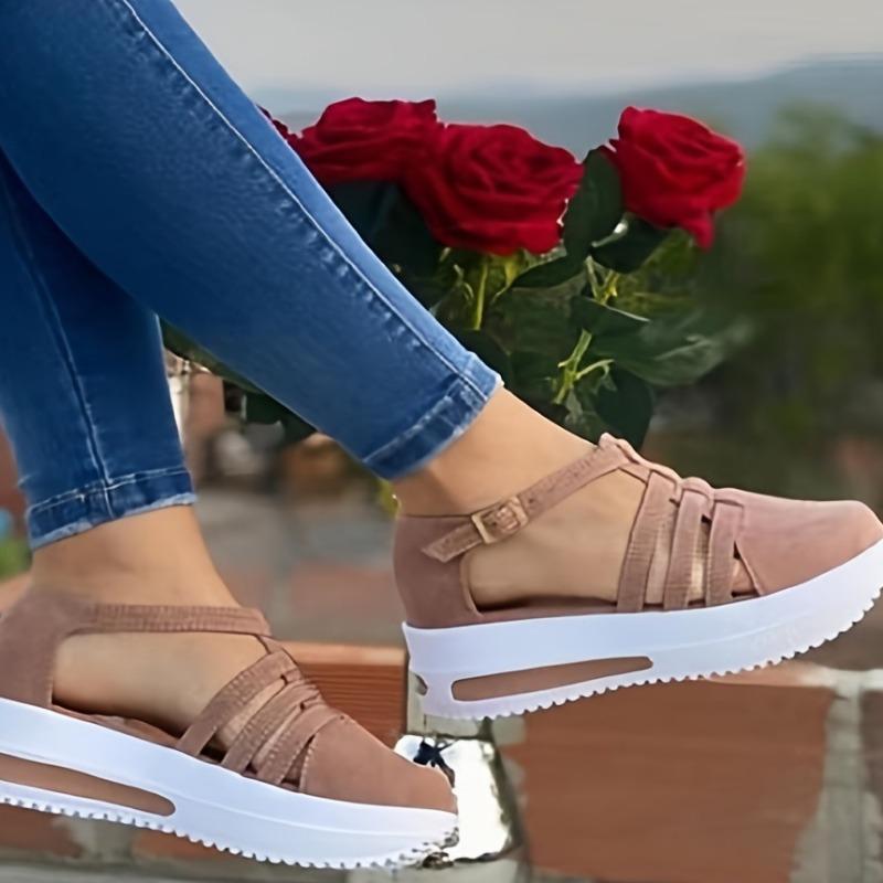 

Женская обувь повседневная толстая подошва увеличивающая рост сандалии Baotou полые 38 абрикосовый