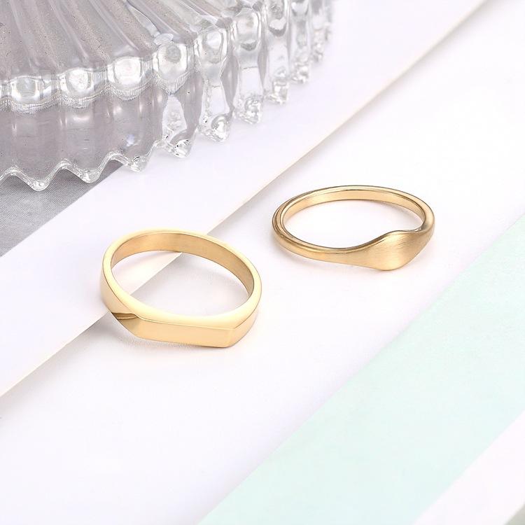 Irregular Titanium Steel Ring Retro Couple Ring Arc Mirror Ring Female Niche Design