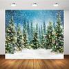 2D Snow Landscape Forest Christmas Background Cloth Indoor and Outdoor Christmas Activity Photography Background