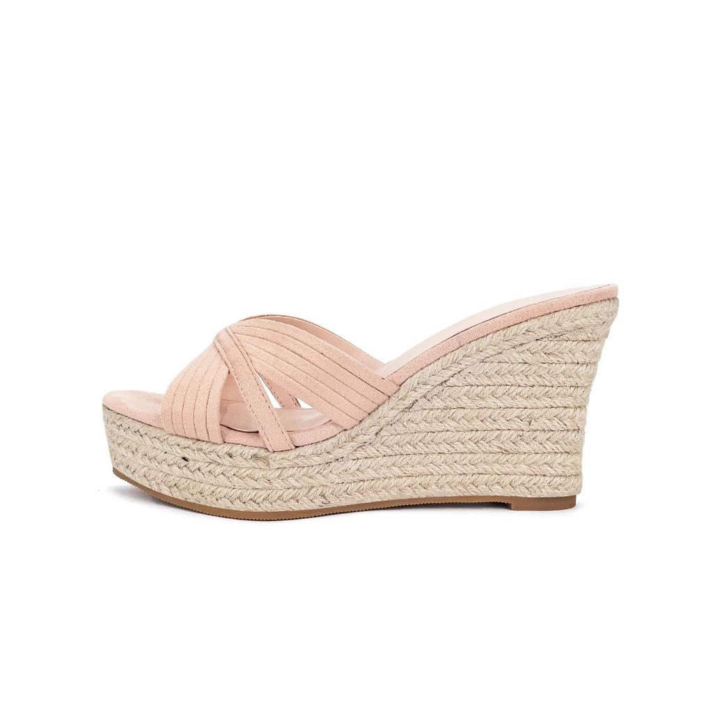 Summer slippers women's fashion and beauty, straw woven wedge sandals are not tired of feet, one word with beach shoes 2025
