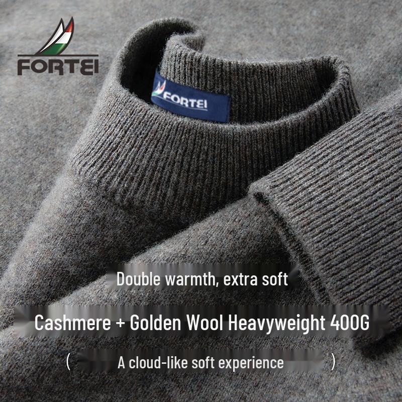 Futing Men s Cashmere Blend Round Neck Sweater 50
