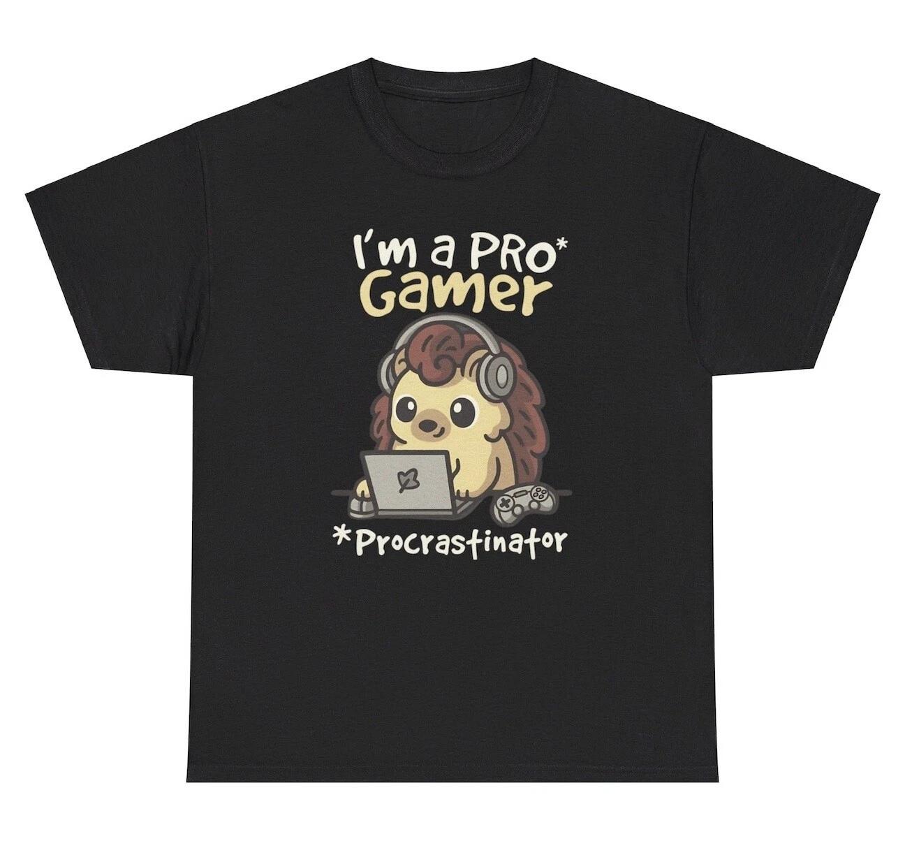 

I’m A Pro Gamer Procrastinator Dog T Shirt Funny Silly Ironic Gen Z Weird Tee L
