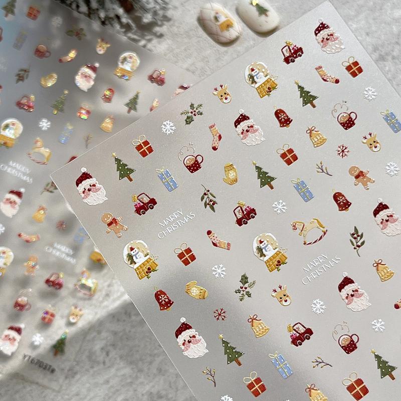 Cute Christmas Snowman Christmas Tree Santa Claus Nail Stickers Kawaii Art Stickers Diy New Year Accessories Manicure Decals