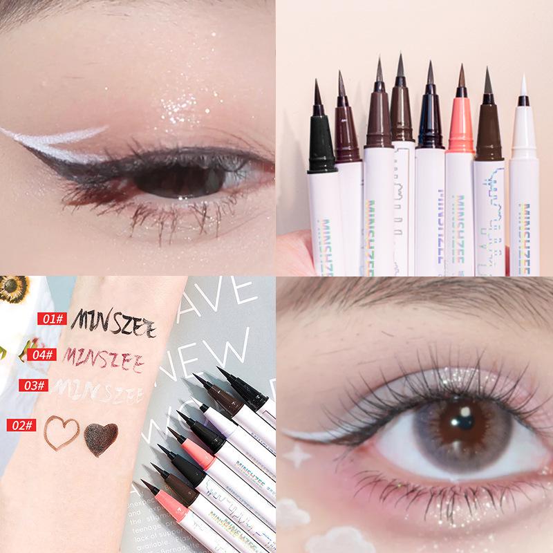 MINSHZEE Ultra-Fine Long-Lasting Black Brown Liquid Eyeliner Pen - Smudge-Resistant and Beginner-Friendly