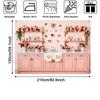 LS Romance Valentine's Day Kitchen Background Photography Pink Cabinet Floral Heart Backdrop Girl's Birthday Party Photo Studio