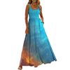 Women's Sleeveless Maxi Dress Summer Casual Long Dress Tie-Dye Print Round Neck Relaxed Fit Lightweight Fabric