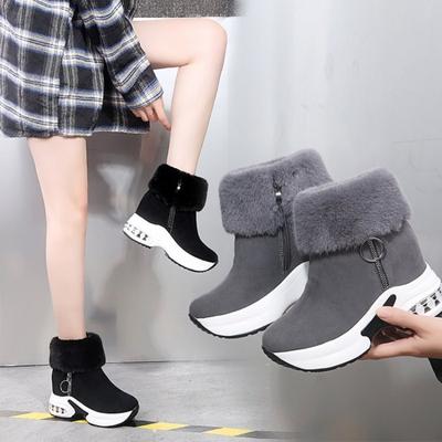 Bottes Courtes Mode Femme 2024 Hiver Plateforme Bottes Femme Confort Cuneus Peluche Bottines Cheville Grande Taille 43 Chaussures Femme Fourrure Fourrure