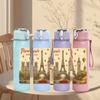 1PC Paris Eiffel Tower Retro Card 750ml Color Plastic Sports Water Bottle Leakproof Flip Straw Lid For Sports Office Home Use