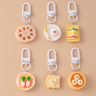Cute Resin Simulation Food Keychain Bread Sandwich Key Ring Pendant for Key Holder Women Girls Handbag Decor Jewelry Gift
