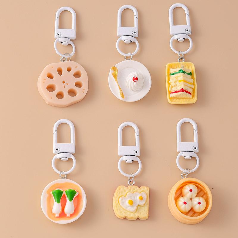 Cute Resin Simulation Food Keychain Bread Sandwich Key Ring Pendant for Key Holder Women Girls Handbag Decor Jewelry Gift