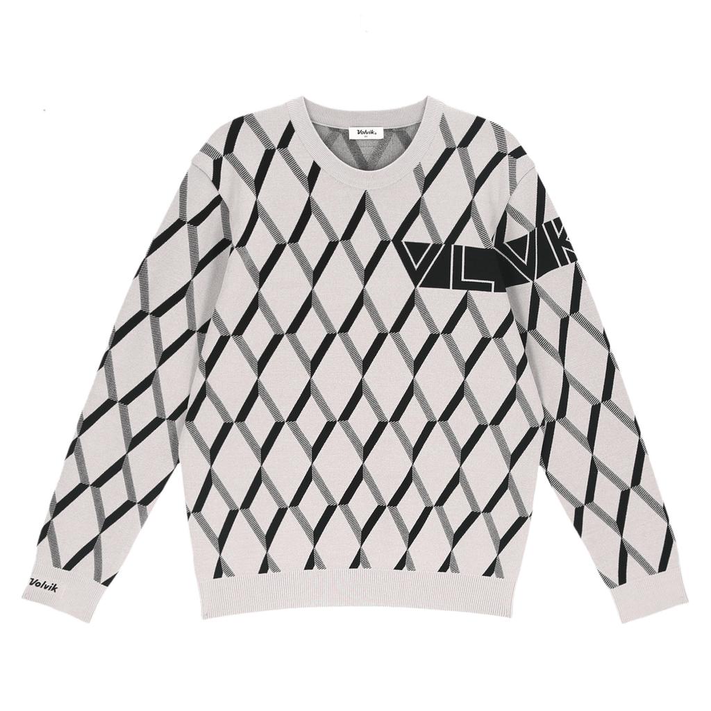 VOLVIK GOLFWEAR Men'S Golf 2-Color Jqd Pattern Round Long Sleeve Knit Vmktp221_Lg