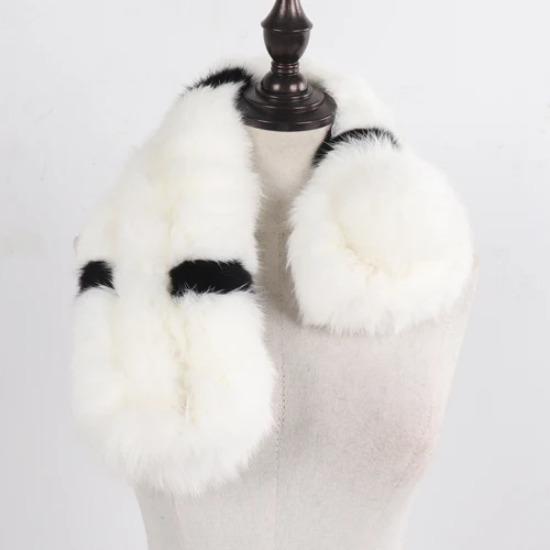 Russian Women Thick Natural Fur Scarf Winter Ladies Warm Real Rabbit Fur Muffler Knit Fluffy Pompoms Genuine Fur Scarves
