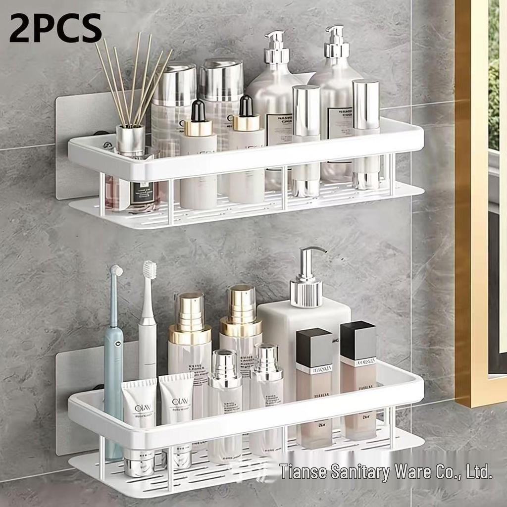 Punch-Free Wall-Mounted Bathroom Shelf: Triangle/Rectangle Storage Rack