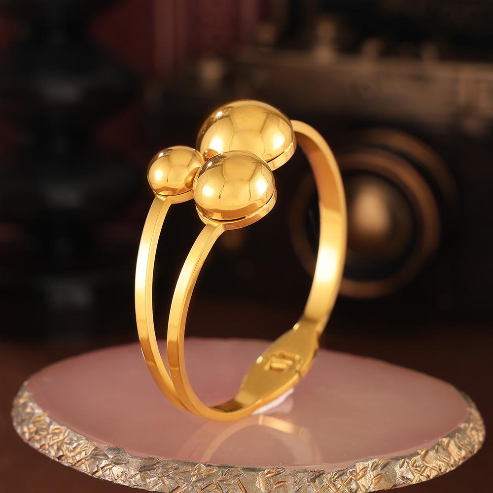 

Элегантный браслет-манжета из титановой стали с открытым кругом - Современные дизайнерские украшения для женщин