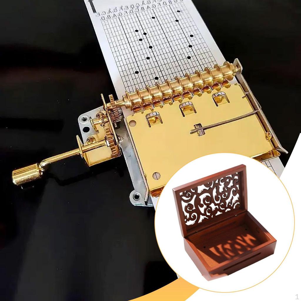 30 Note Wooden Music Box, Easy to Use, Hand Crank Ideal for Christmas, Halloween,