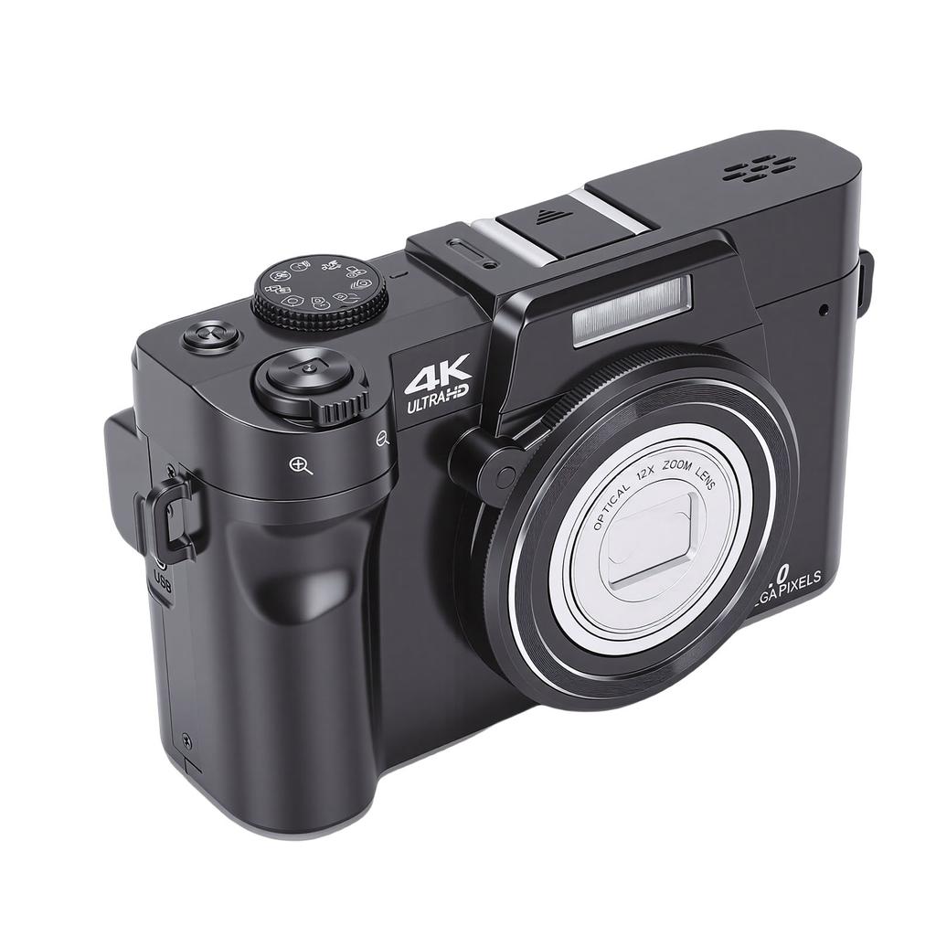 4K Digital Camera 12X Optical Zoom WIFI 75MP Portable Auto   Compact Camera for Travel
