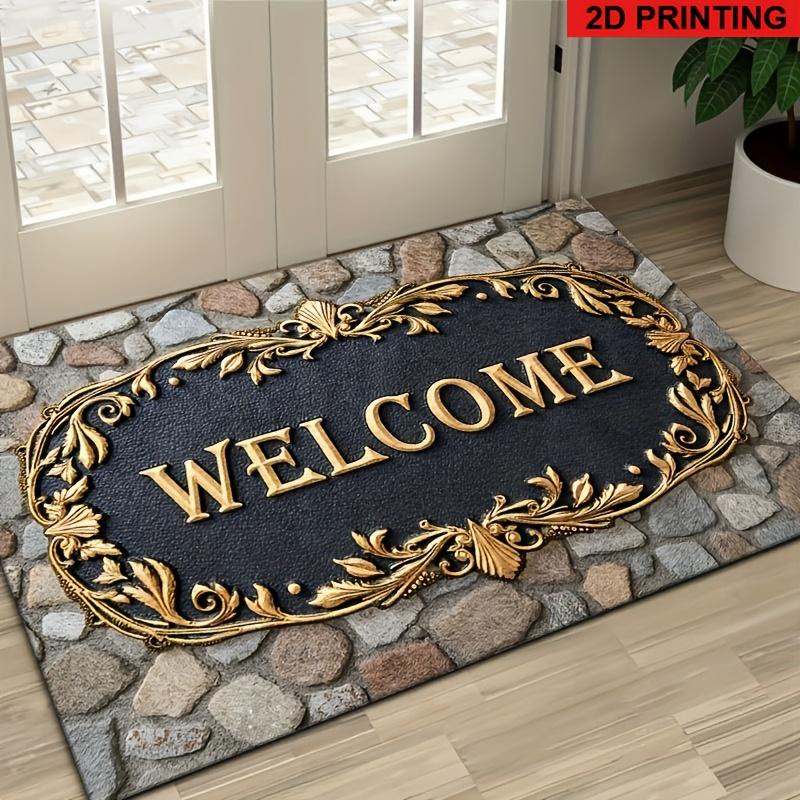 1Pcs Anti Fatigue Kitchen Rugs,  Vintage Golden Print Waterproof Non-Slip Thick Cushioned Kitchen Mat Heavy Duty Comfort Standing Mat for Kitchen