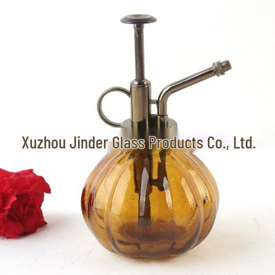 Creative Hand-Pressure Glass Watering Sprayer with Colored Transparent Pumpkin Design