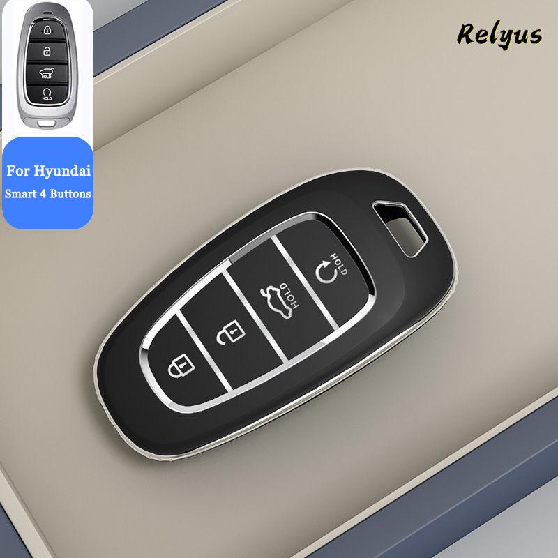 TPU Car Key Case for Hyundai Tucson Solaris Sonata Hybrid NEXO NX4 Santafe Dn8 4 Buttons 2020 2021 2022 Keyless Protection Cover