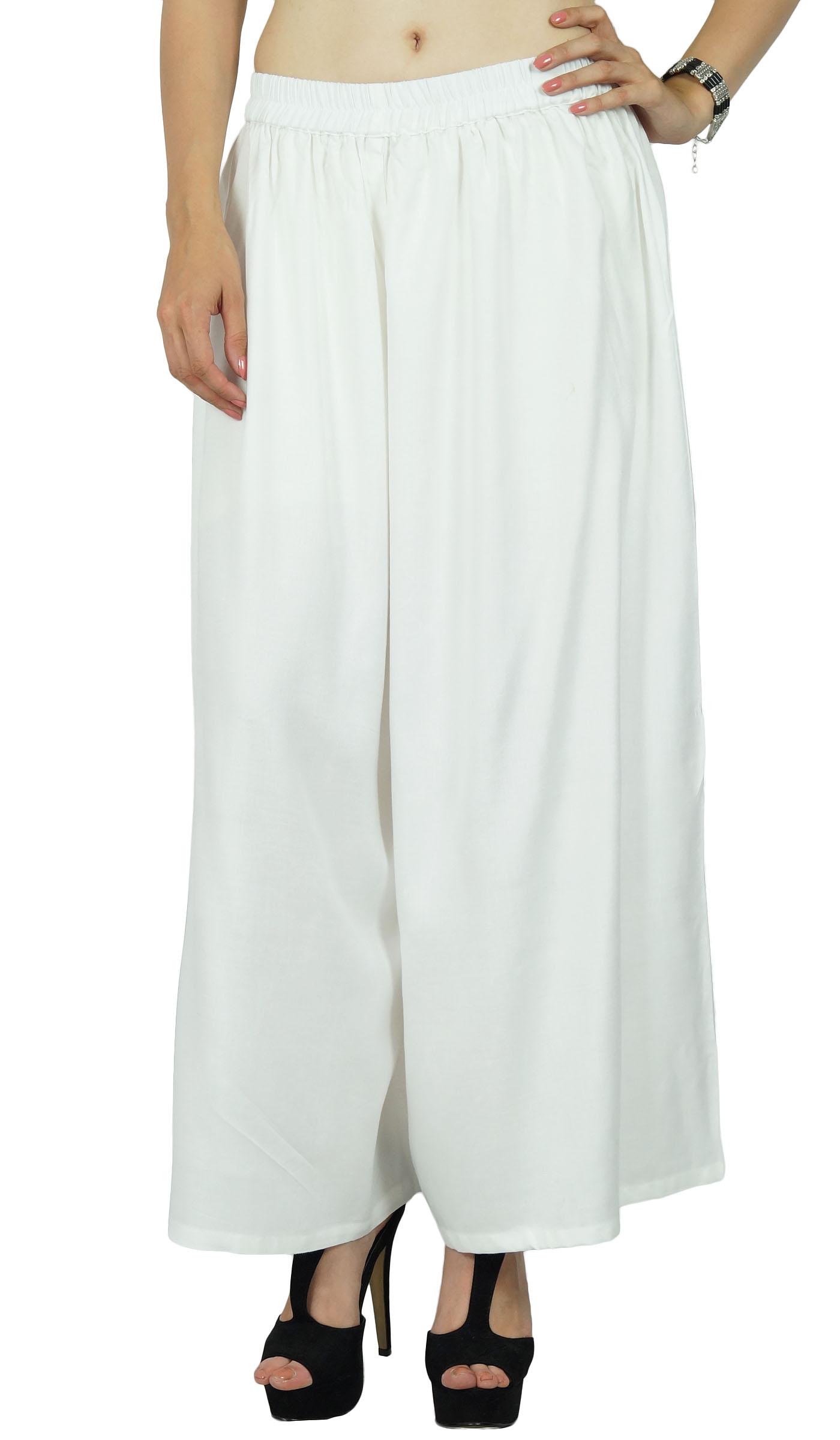 

Жіночі брюки Palazzo з гладкою еластичною талією Bimba з блискітками з вискози XXX-Large білий