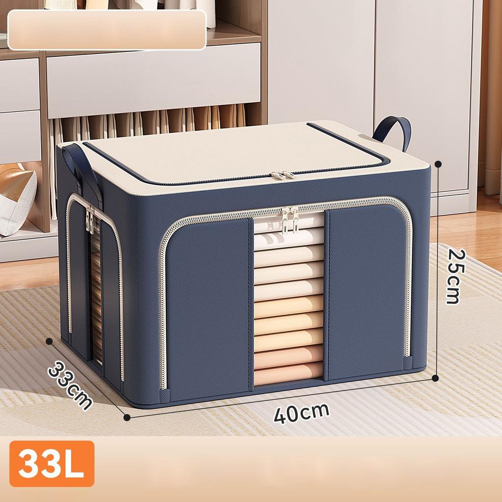 3 Aperture Grandi Contenitori per Vestiti con Telaio Metallico, Scatola Pieghevole per Vestiti, Contenitori per Vestiti con Coperchio, Finestra, Cerniere, Maniglie