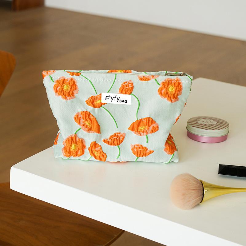 Damen Make-up Tasche Blaues Bouquet Große Kapazität Damenbinde Nachschminken Make-up Zubehör Canvas Aufbewahrungstasche Kulturtasche