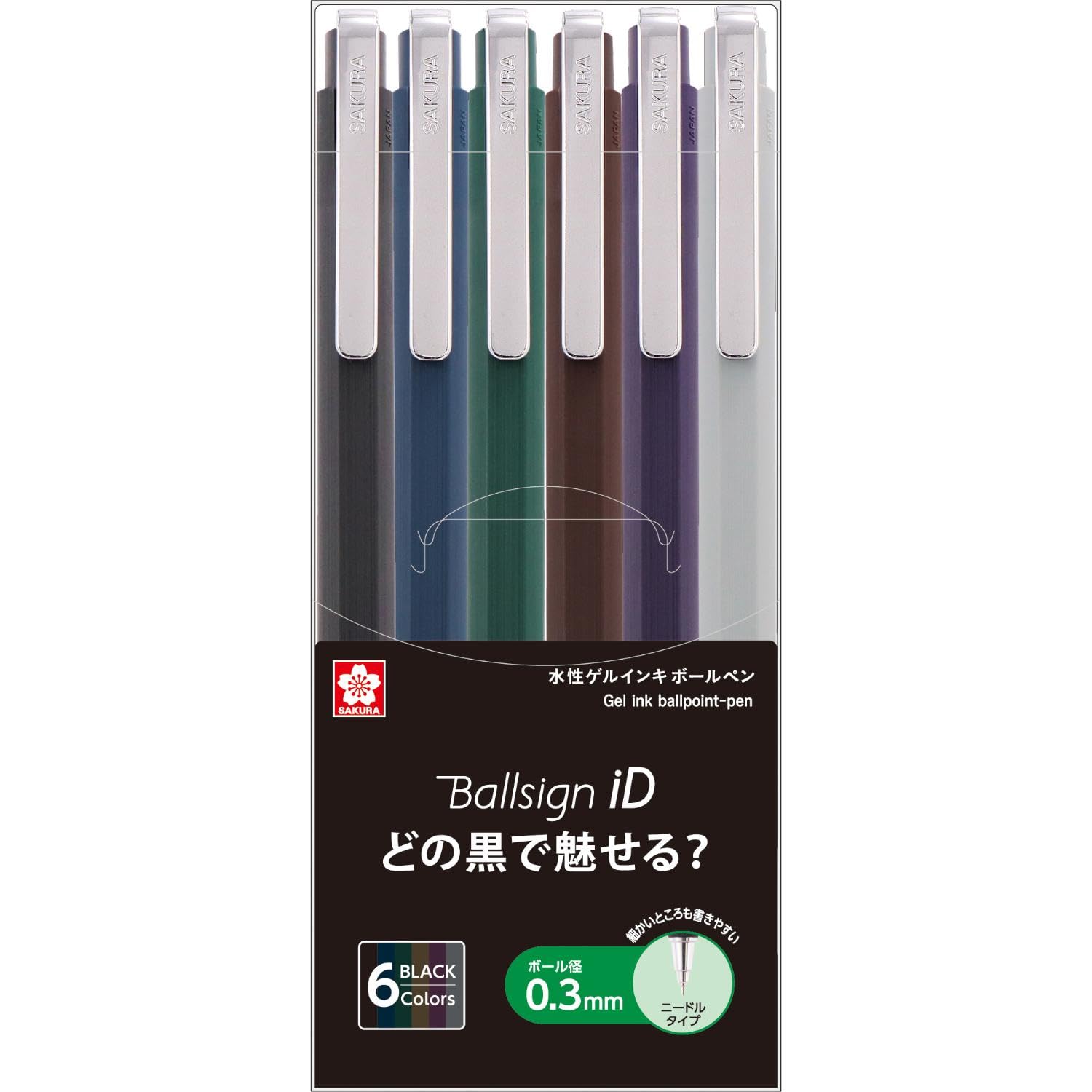 

Sakura Gel Ink Ballpoint Ballsign Cray-Pas Pen, iD, Single, 6-Color Set, 0.3mm, GBR403-6