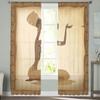 Khaki Woman Praying Turban Totem Bedroom Transparent Sheer Curtains Holiday Decoration Window Voile Tulle Curtain