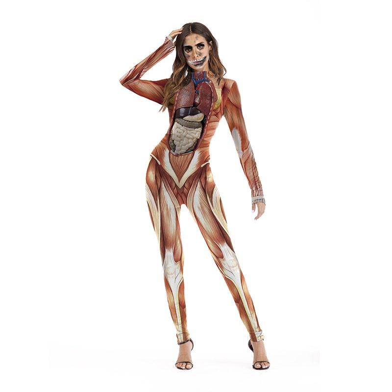 Women Halloween Scary Skull Skeleton Jumpsuit For Ghosts Festival Cosplay