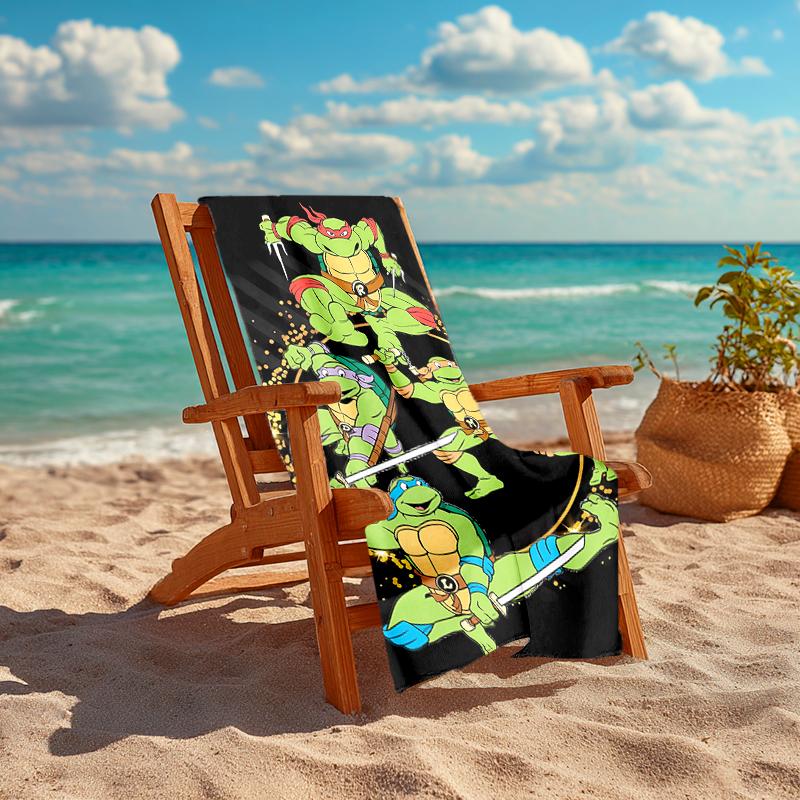 1pc Teenage Mutant Ninja Turtles Beach Towel, Comfortable and Thick, and Swimming/Bath/Picnic/Camping Towel, Suitable for Seaside Beaches