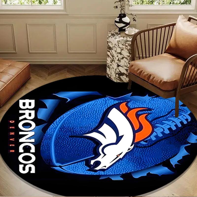 Denver Broncos Logo Round Mat, Anti-slip Circle Carpet Chair Rug For livingroom,Bedroom, Doormat Home Decor Gift Christmas Gifts