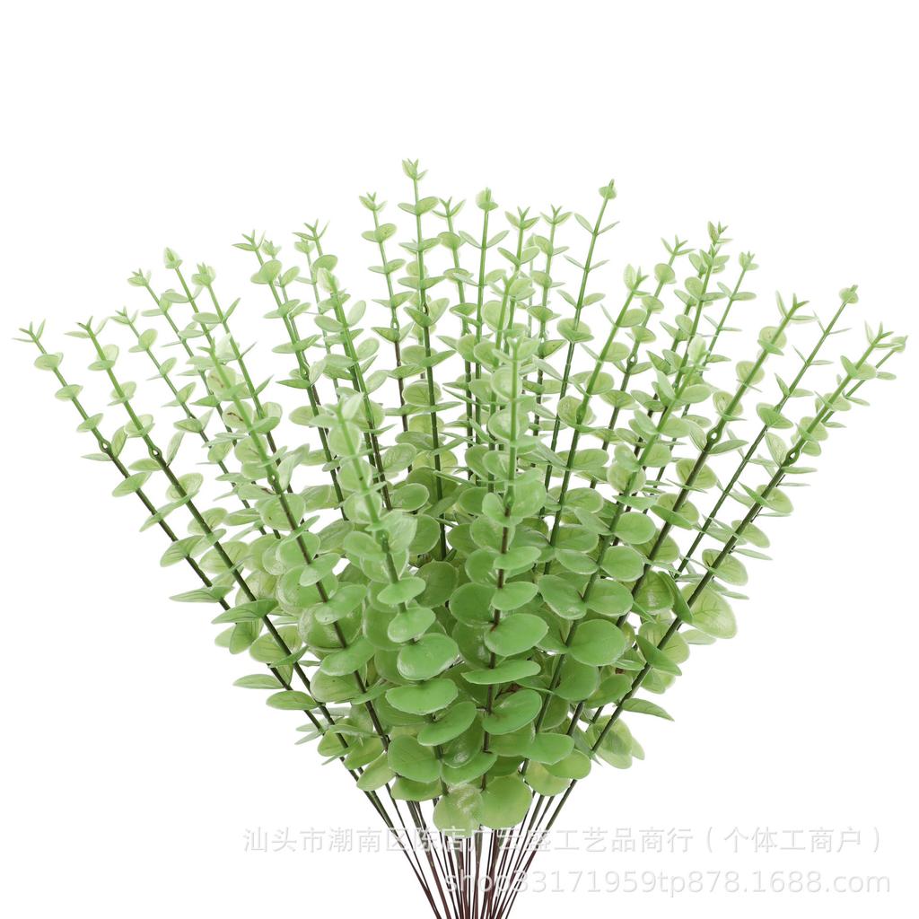 2PCS Artificial Eucalyptus Stems Leaves Green Eucalyptus Branches Fake Plants for Wedding Centerpieces Christmas Navidad Decor