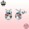 Everlove Dazzling Spider Stud Earrings In Sterling Silver with Colorful Zircon