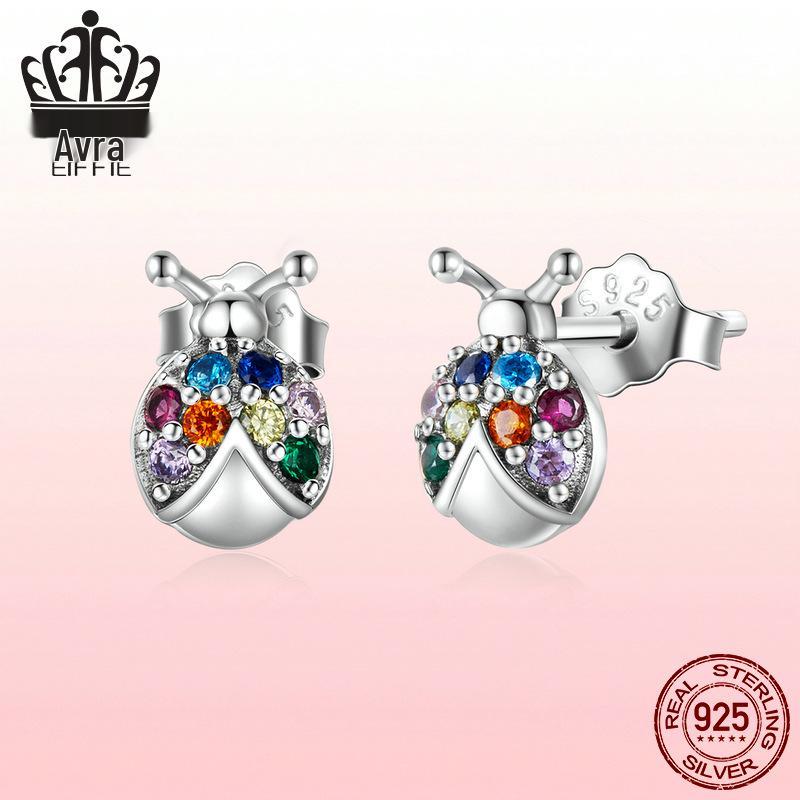 Everlove Dazzling Spider Stud Earrings In Sterling Silver with Colorful Zircon