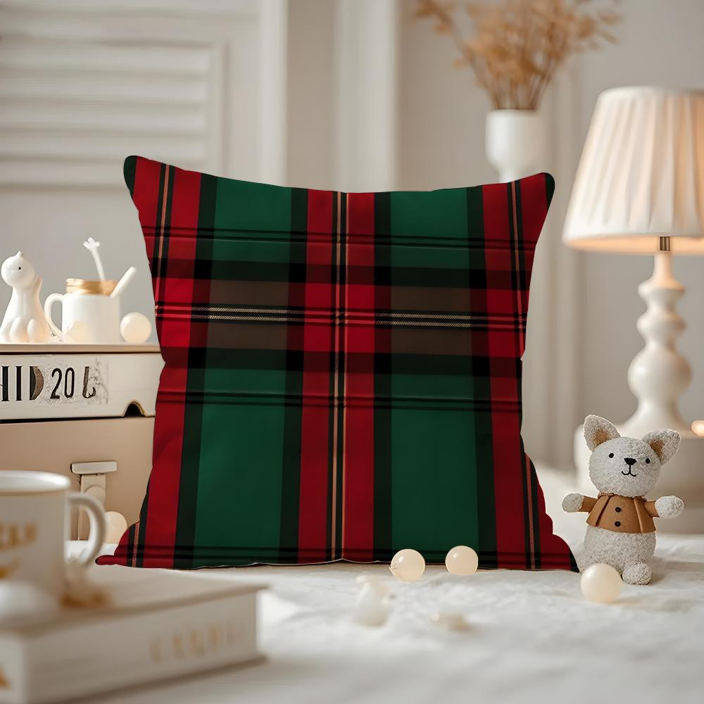 Nordic Scottish Pattern Tartan Cushion Cover Pattern Printed Pillowcase For Living Room Sofa Cushion Cover & Bedroom Decor