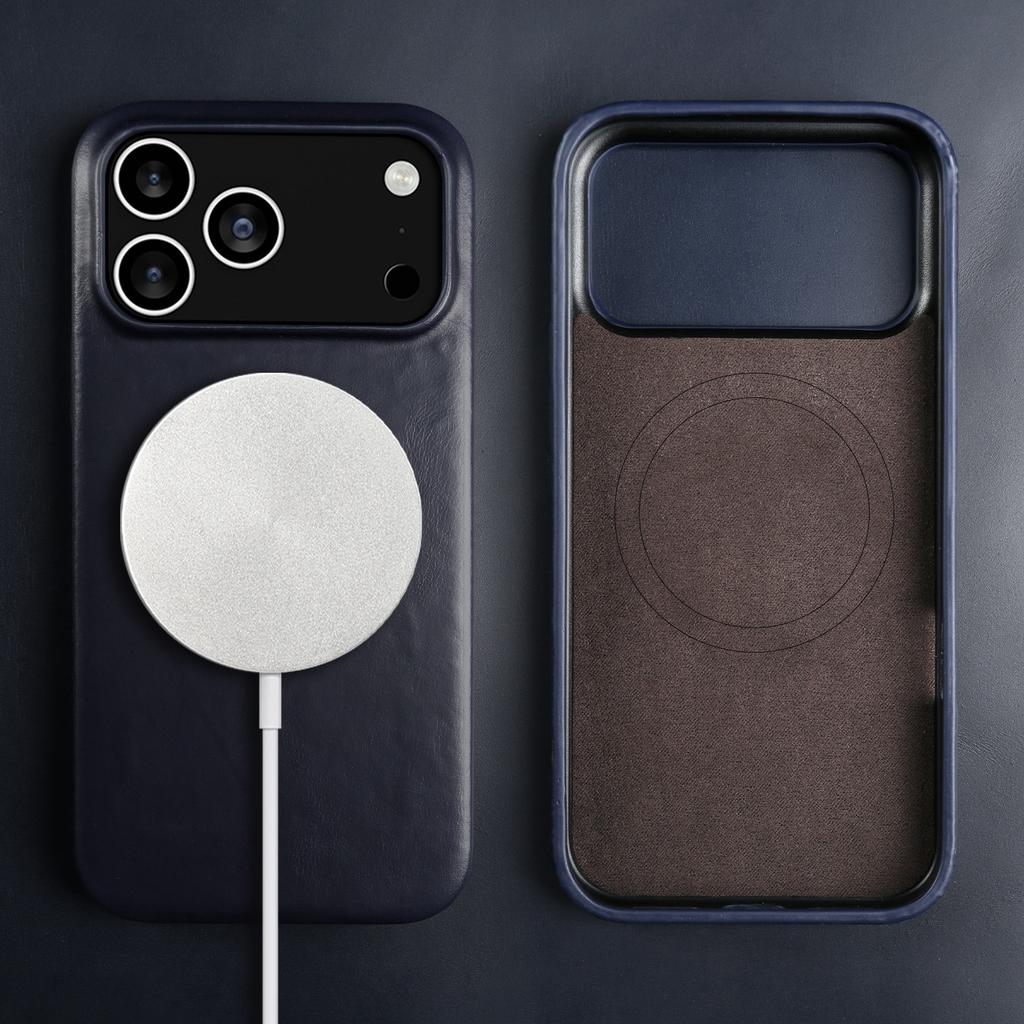 Vintage Oil Wax Full Covered Genuine Leather Case for Iphone 17 Pro Max 16 15 14 13 12 11 for Magsafe Magnetic Phone Cover Cases