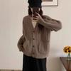 Autumn and Winter Women's Sweater Simple Casual Temperament V-neck Knitted Cardigan Female Loose Lazy Wind Sweater