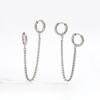 Fenny No Fade 18K Gold-plated Zirconia Pave Chain Tassel Double Ciecle Huggie Earring  Stainless Steel Ladies Jewelry