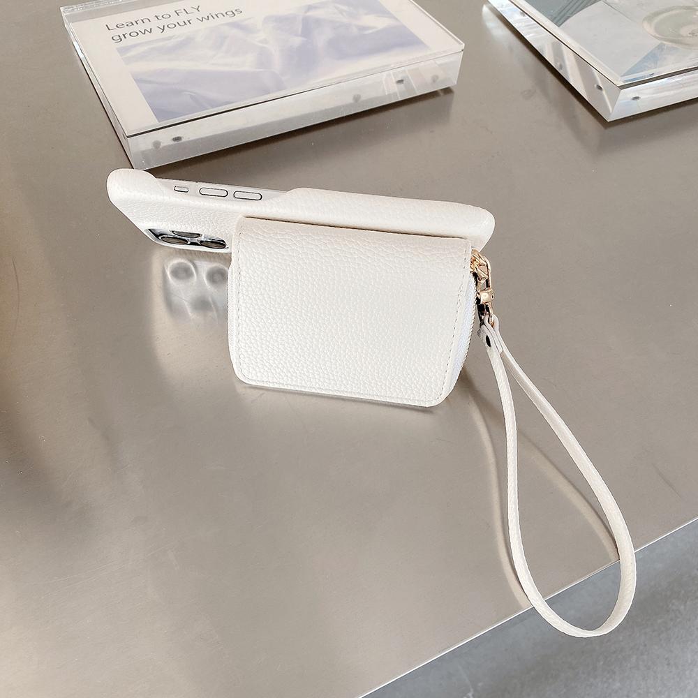 Für iPhone 14 Pro Hülle Reißverschluss Kartenfächer PU Leder Handy Rückseite mit Handschlaufe