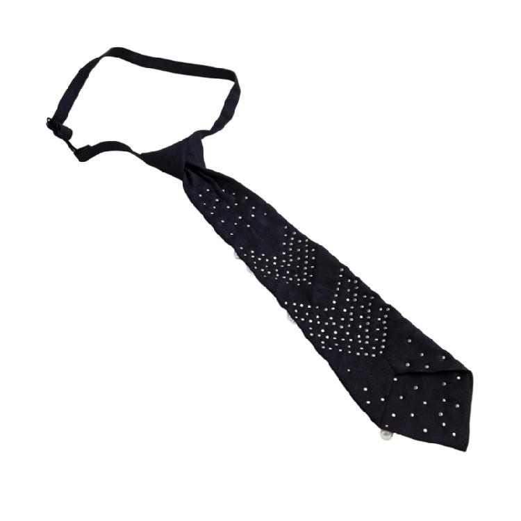 Friendly Polyester Necktie Imitation Pearls Detailing Business Meeting Accessory Comfortable Wear for Costume Parties