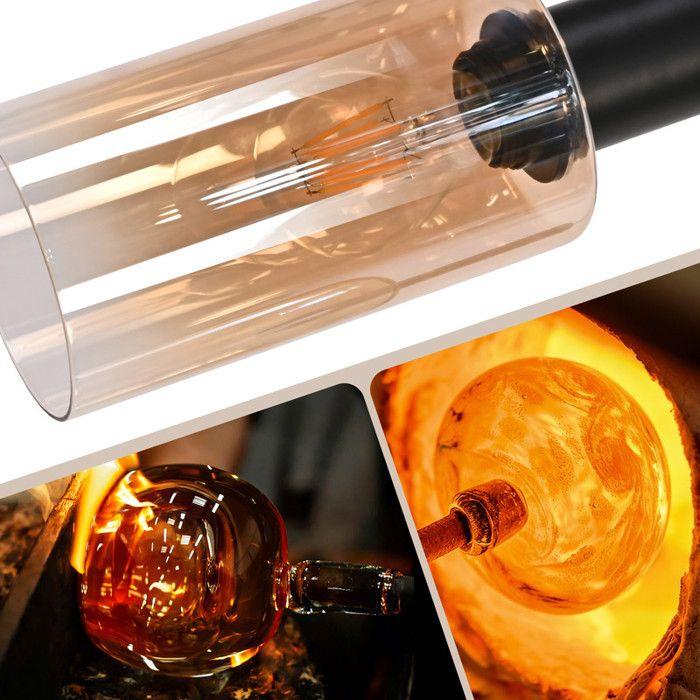 Suspension - NETTLIFE - Nettlife - Verre transparent - Métal noir - 3x E27