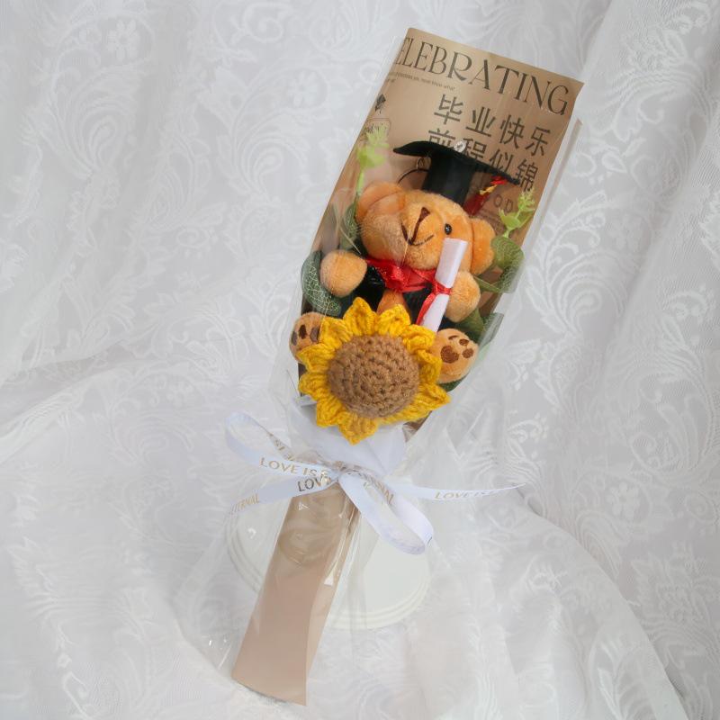 Handmade Sunflower Crochet Doll Bouquet - Graduation Season Gift