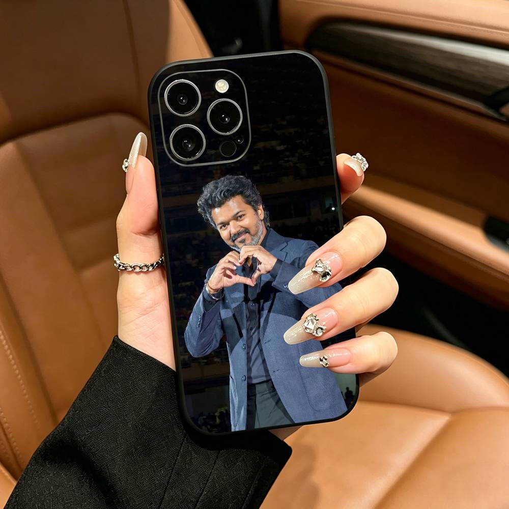 Thalapathy Vijay India Phone Case For iPhone 17,16,15,14,13,12,11 Pro Max,16Plus,XS Soft Black Cover