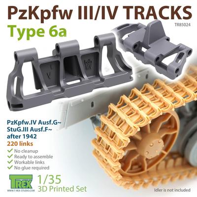 T-Rex Studio 1/35 WWII German Type 6a Tracks for III/IV Tanks, Plastic Model Kit Parts TR85024, Molded In Color
