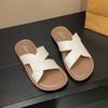 Retro style casual flat-bottomed slippers women's beach non-slip sandals women's summer wear new cross-strapped slippers