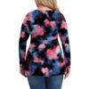 Women's Plus Size Shirt Long Sleeve  Print Top Pleated Casual V-Neck Top