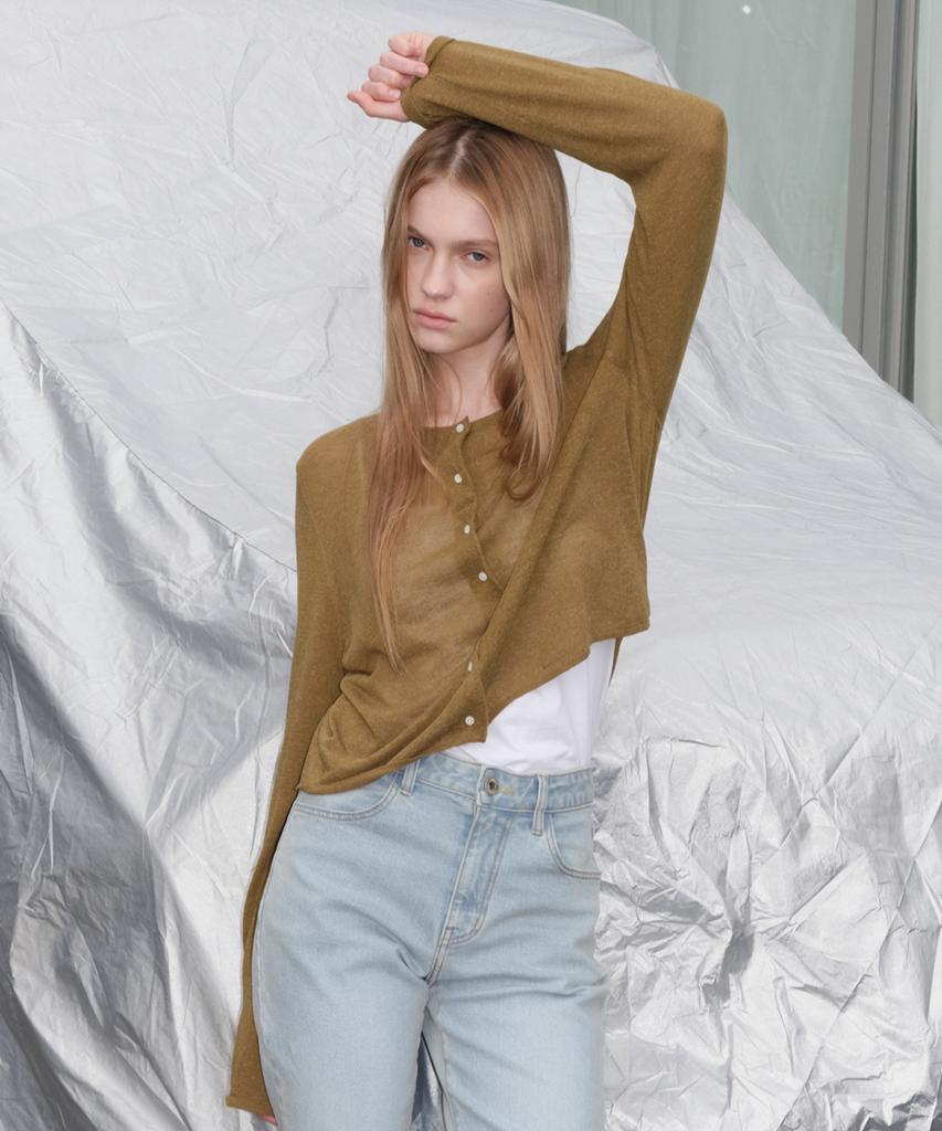 Leuba Light Linen Cardigan - Matcha Olive