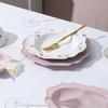 Veselă Ceramică Roz Inimă de Fată Farfurii Mici Florale Farfurii Bol Lingură Combinație Casnică Valoare Ridicată Bol de Orez Farfurie pentru Friptură