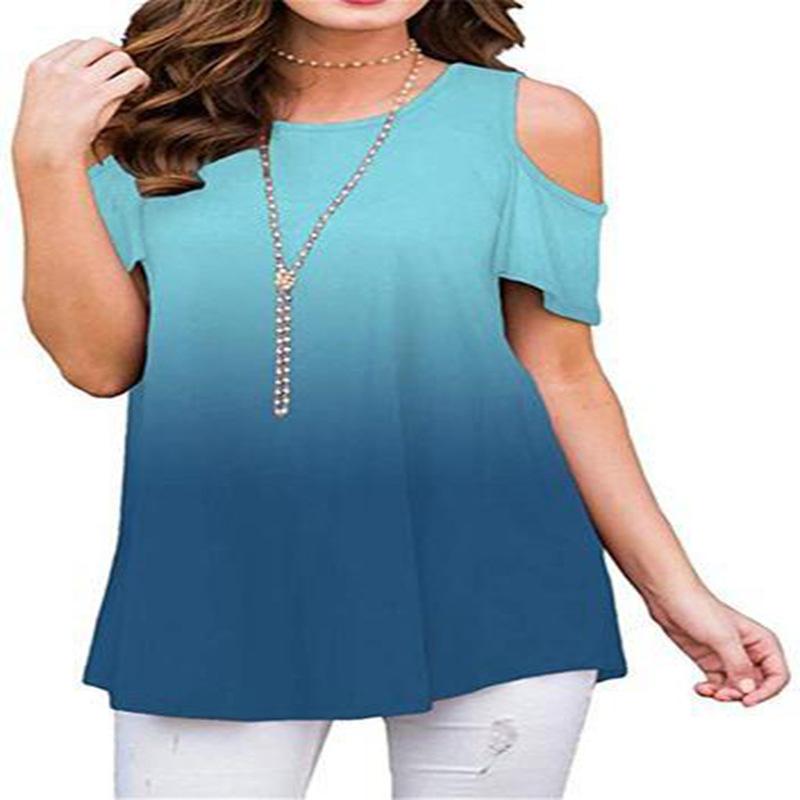 QICED Летний принт с открытыми плечами и коротким рукавом — фото 35