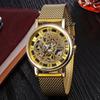 Fashion Skeleton Men's Watches Quartz Leather Bracelet Strap Wristwatch Luxury Business Watches Men's Gifts Wholesale Available